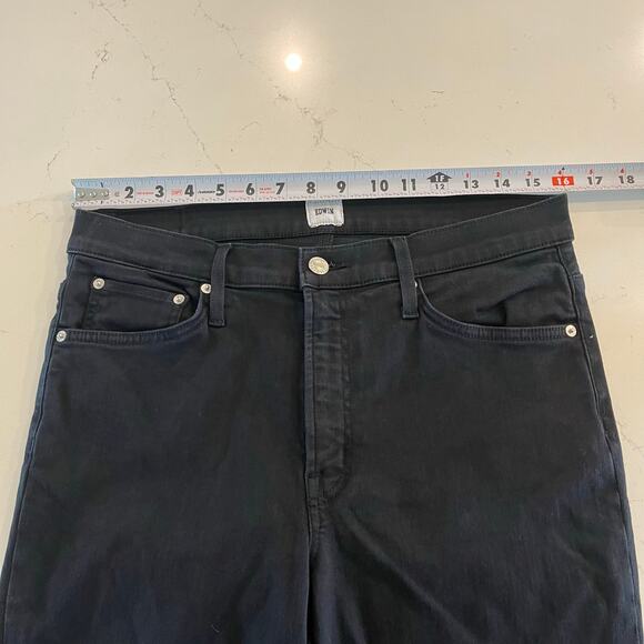 Edwin‎ Bree Slim Skinny Jeans In Black With Raw Hem Size 30 - Picture 9 of 12